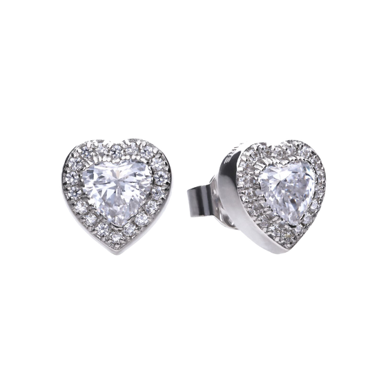 E5589 DF ZIRCONIA Heart Pave Stud Earrings