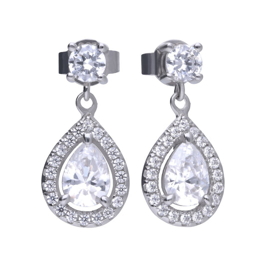 E5594 DF ZIRC Teardrop Pave Drop Earrings