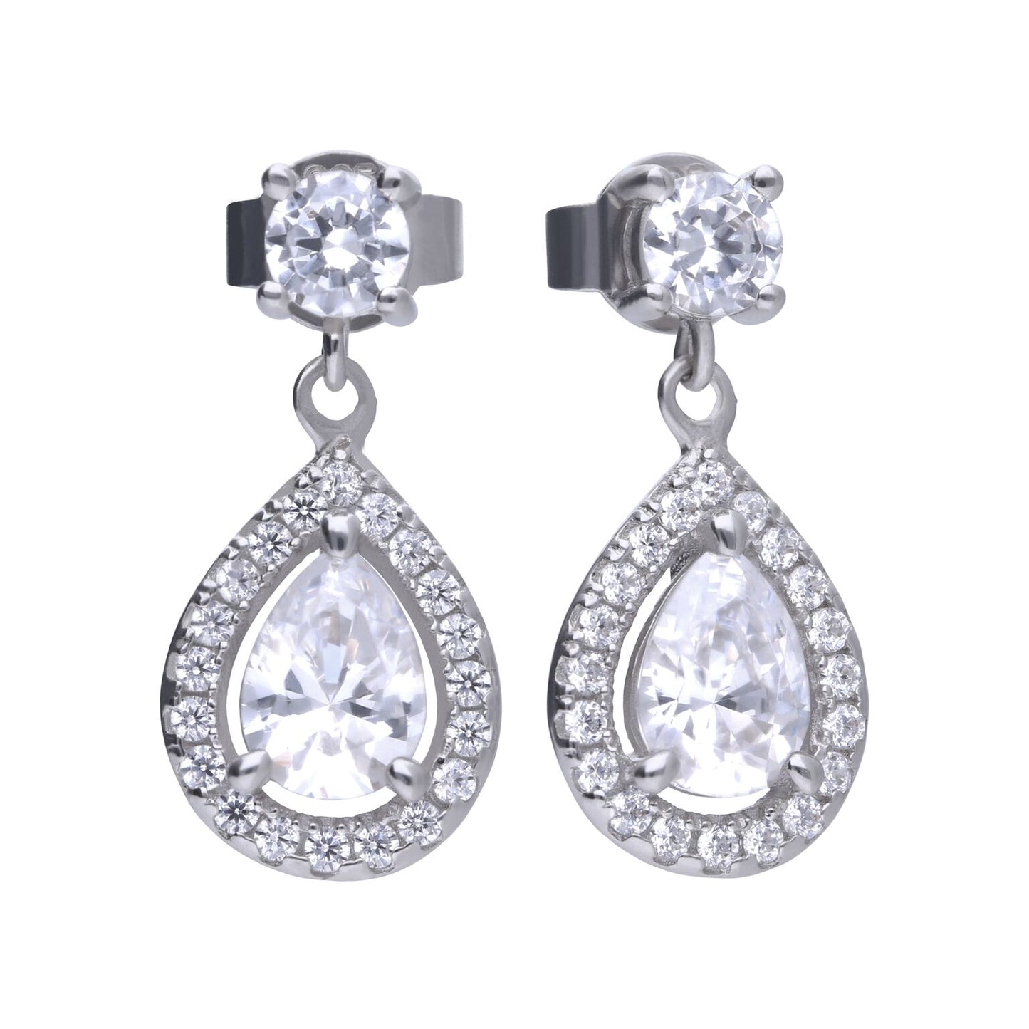 E5594 DF ZIRC Teardrop Pave Drop Earrings