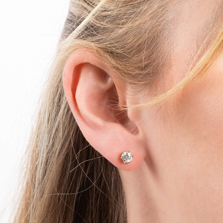 E5630 DF 6 Claw ZIRC 1ct Solitair Std Earrings