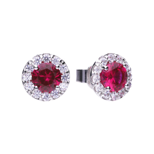 E5654 DF ZIRCONIA RED Rnd Clustr Earrings