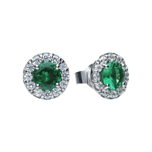 E5655 DF ZIRCONIA GRN Rnd Clustr Earrings