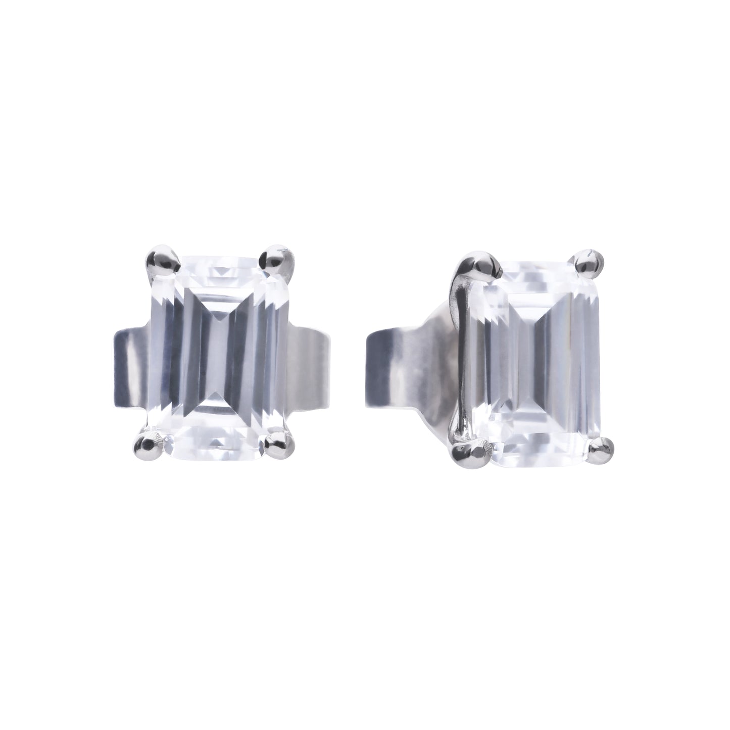 E5782 DF ZIRC Emerald Cut Stud Earring