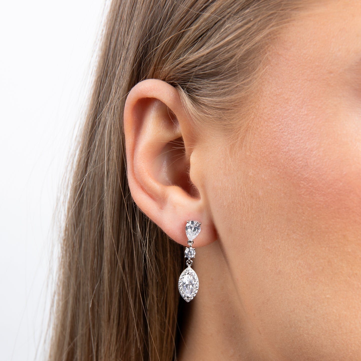 E5785 DF ZIRC Marquise Pave Drop Earrings