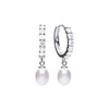 E5898 DF ZIRC WH SHELL PEARL HOOP Earrings