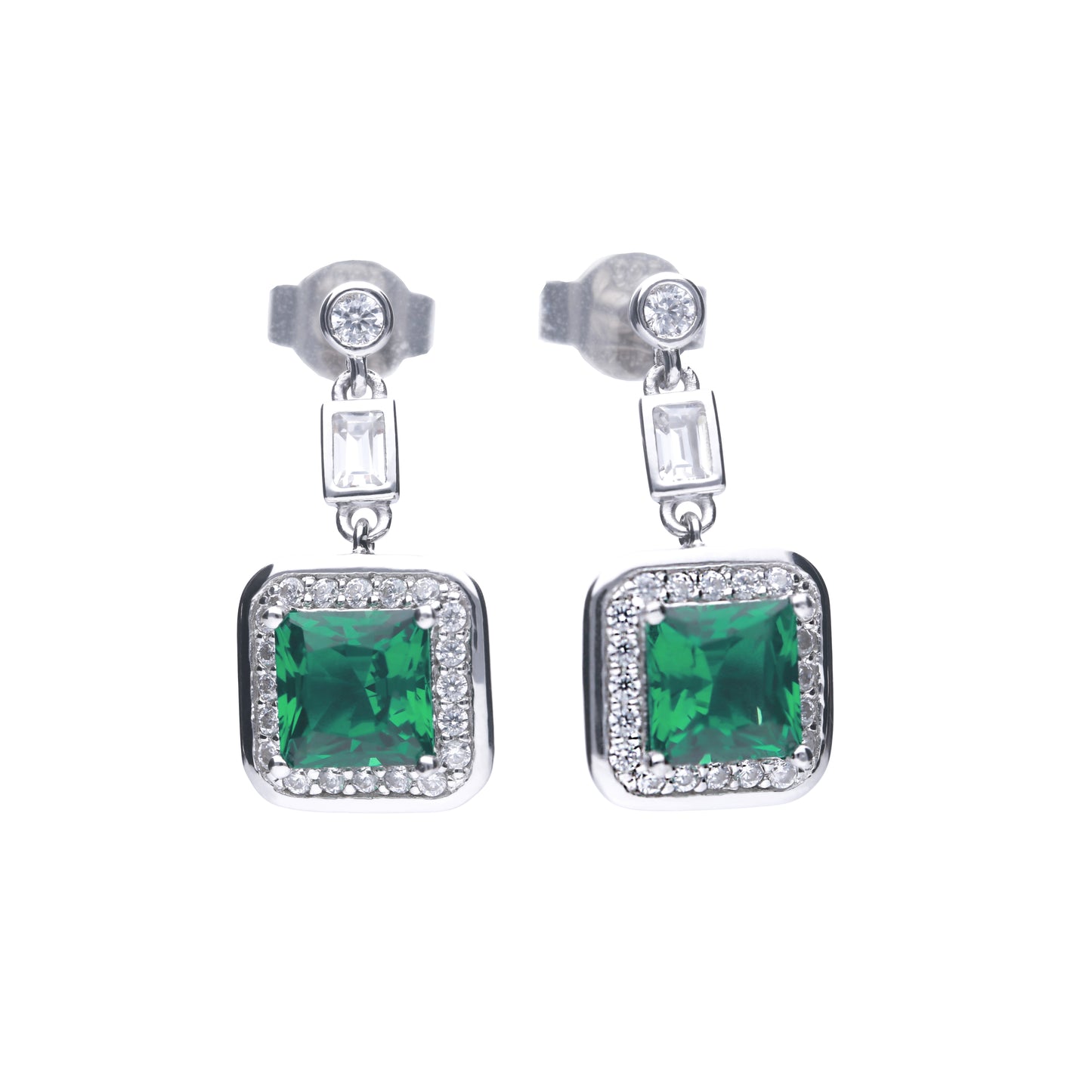E5904 DF ZIRCONIA GRN Square Pave Earrings