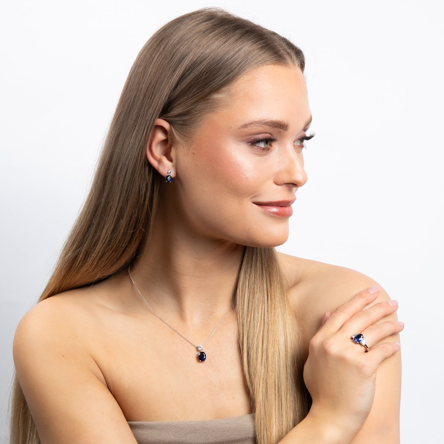 E5978 DF ZIRCON BLUE Oval Drop Earrings