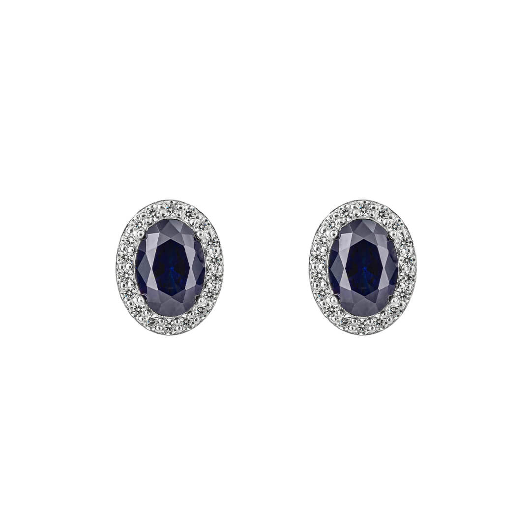 E6186 DF ZIRCONIA BLUE Oval Earrings