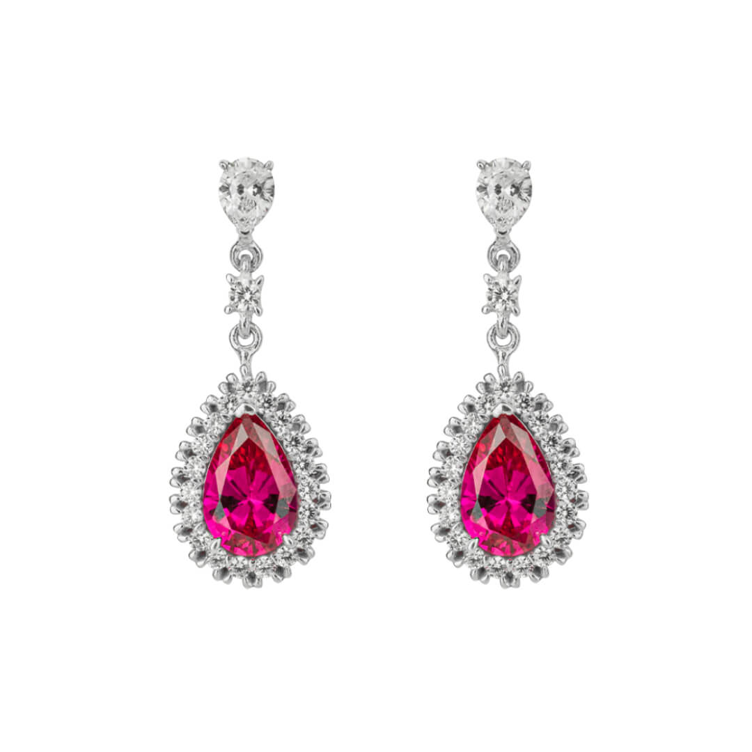E6193 DF ZIRC RED Teardrop Pave Earrings