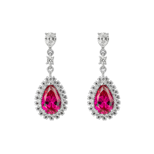 E6193 DF ZIRC RED Teardrop Pave Earrings