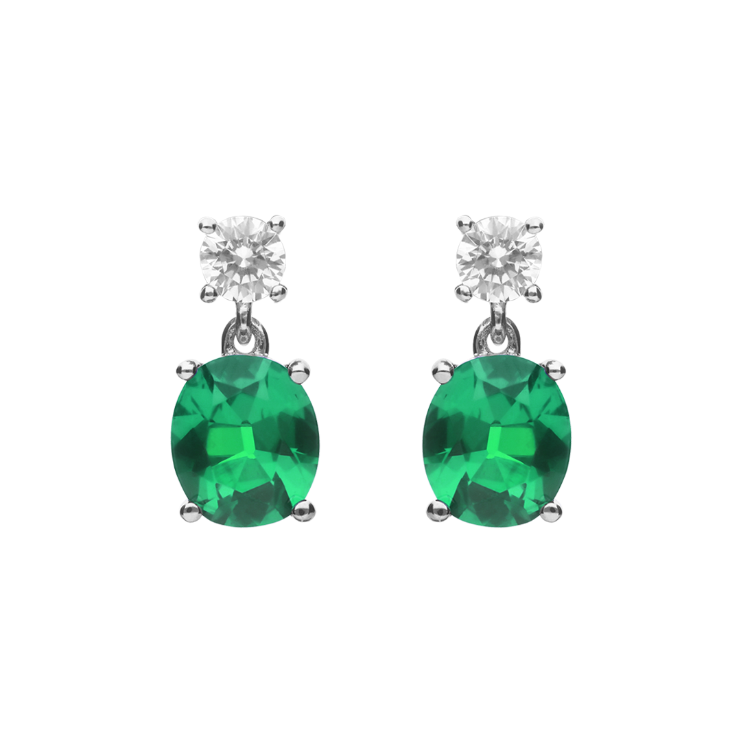 E6199 DF ZIRC GREEN Oval Drop Earrings