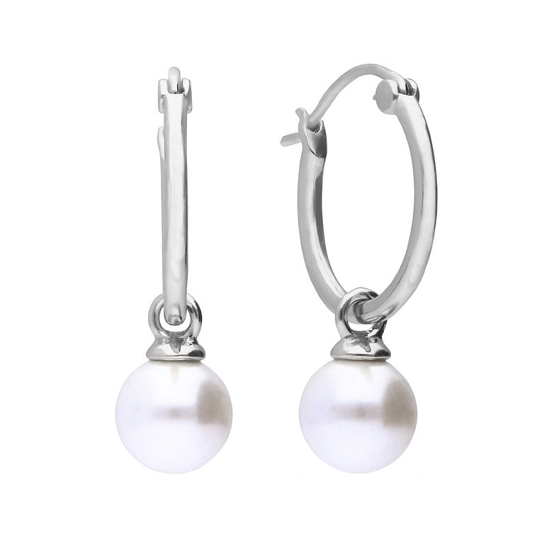 E6300 DF SHELL PEARL Dangle Hoop Earrings