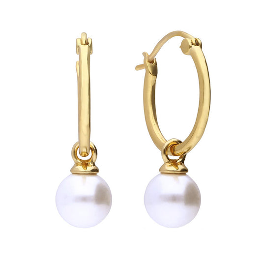 E6301 DF GD PL SHELL PRL Dgl Hoop Earrings