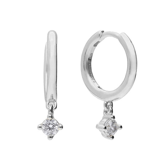 E6306 DF ZIRC Solitaire Drop Hoop Earrings