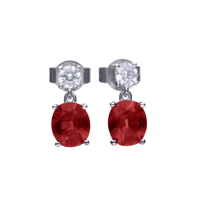 E6399 DF ZIRCON RED Oval Drop Earrings