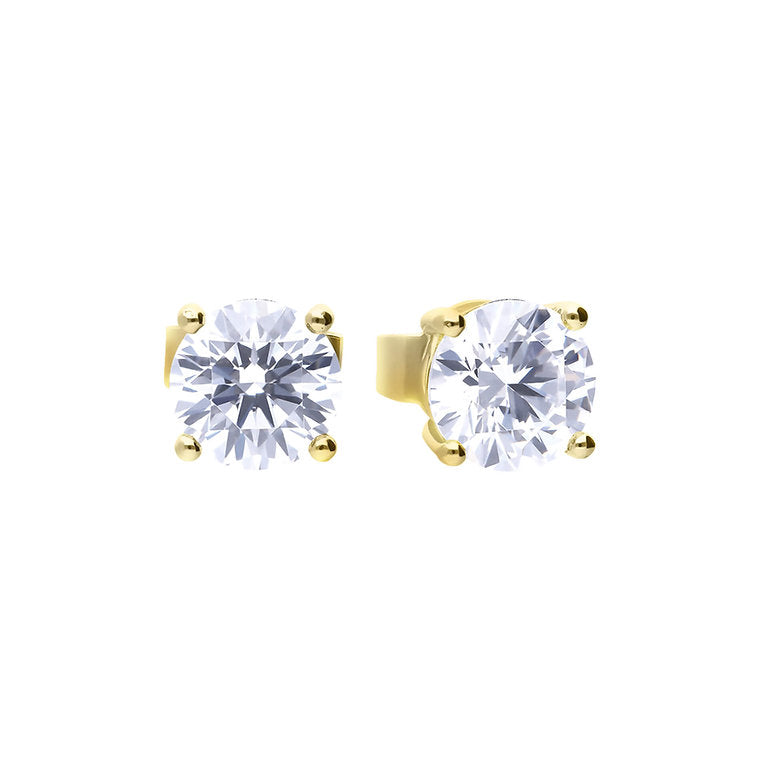 E6401 DF 4 Claw Gold PLT ZIRC 0.75ct Soltr Earrings