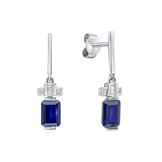 E6409 DF ZIRC BLUE Emerald Cut Zirconia Drop Earrings