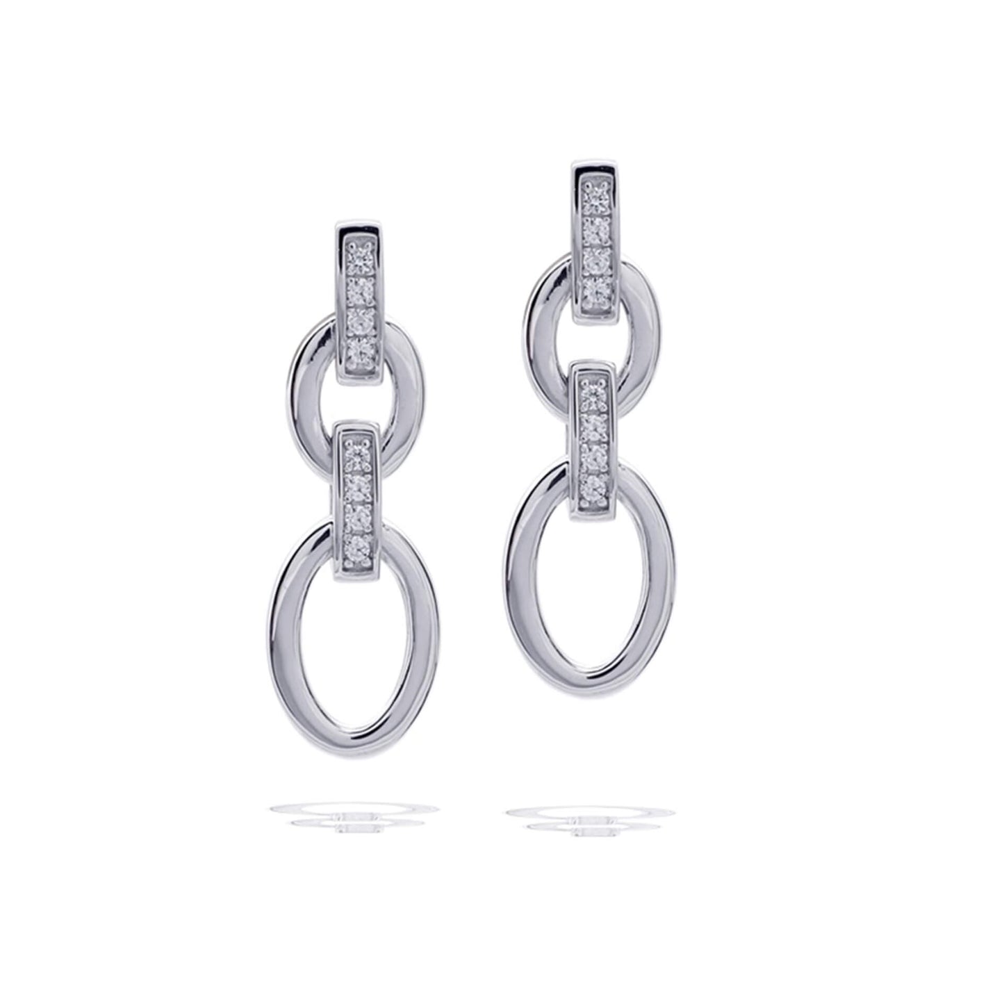 DF ZIRC WHT Lrge Link Chain Earrings