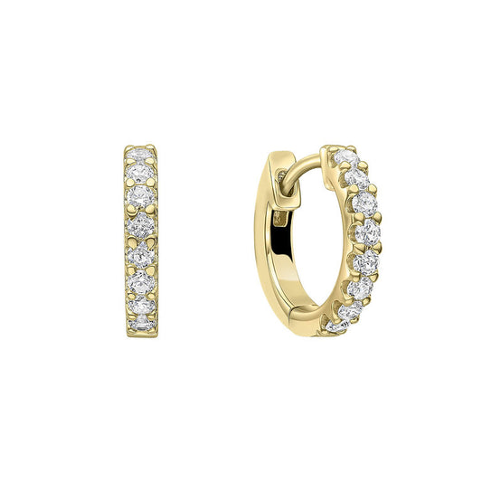 E6412 Claw Set Zirconia Gold Hoop Earrings