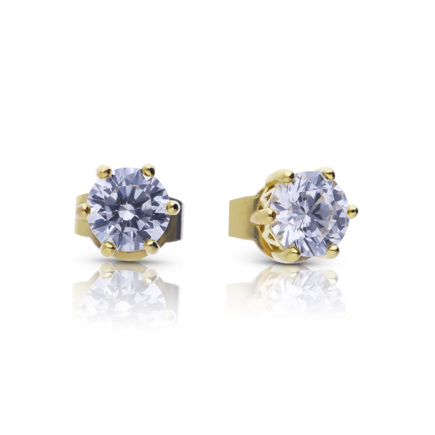 DF 6 Claw Gold Plate 0.50ct CZ Solitaire Earrings