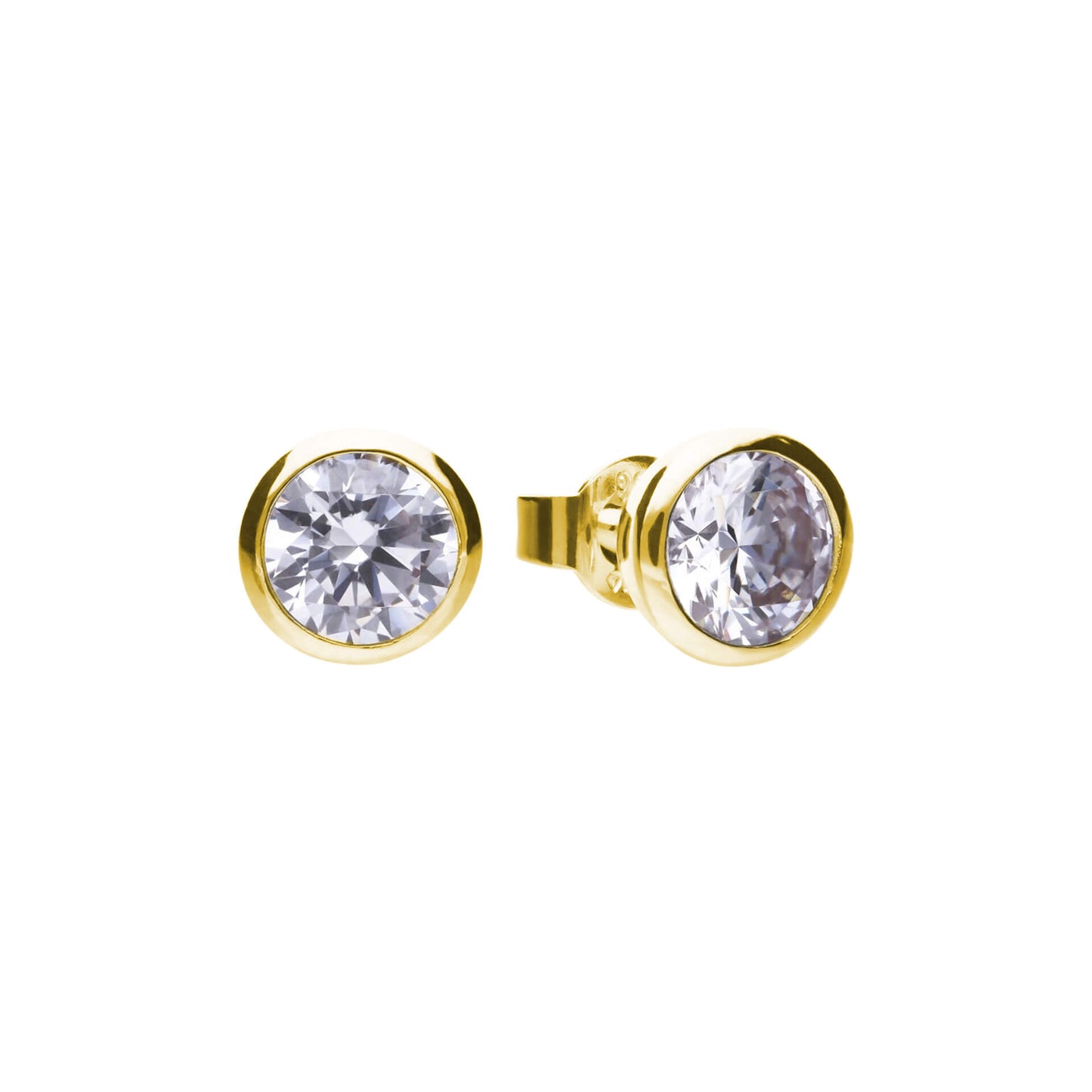 DF Gold Plate Round CZ 1ct Each Stud Earrings
