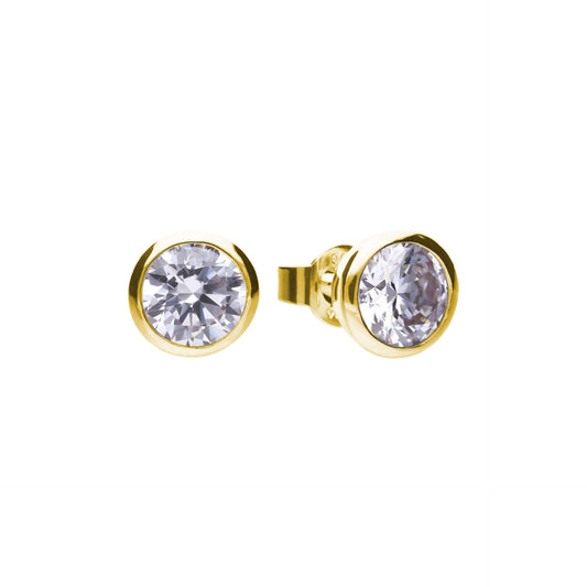 DF Gold Plate Round CZ 1ct Each Stud Earrings