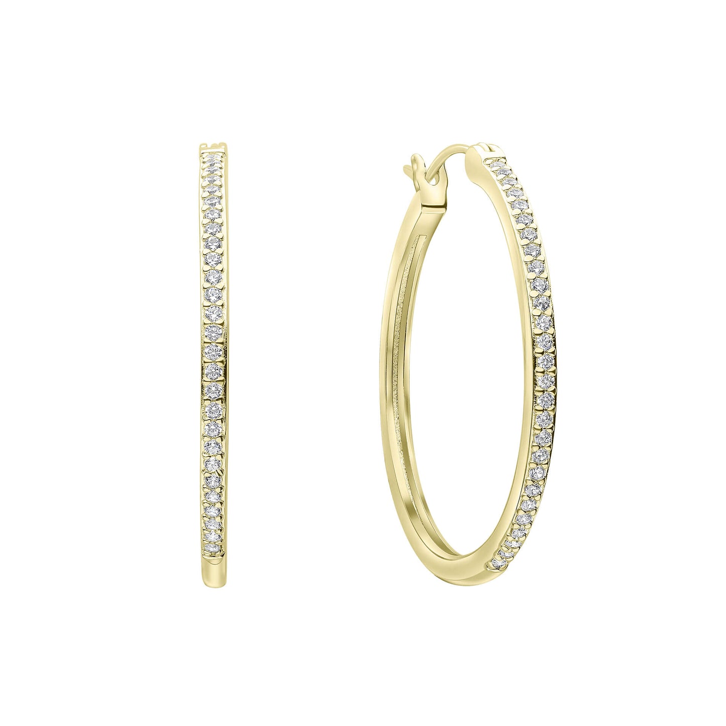 DF Gold Plated CZ Large Hoop Earrings