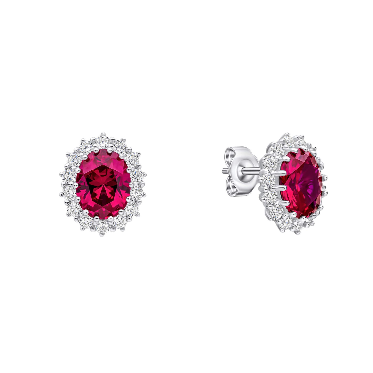 DF Oval Cluster Red Stud Earrings