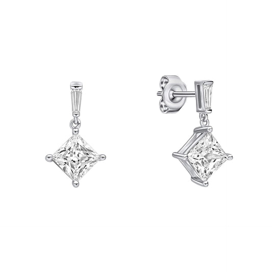 DF Princess Cut Drop Earrings