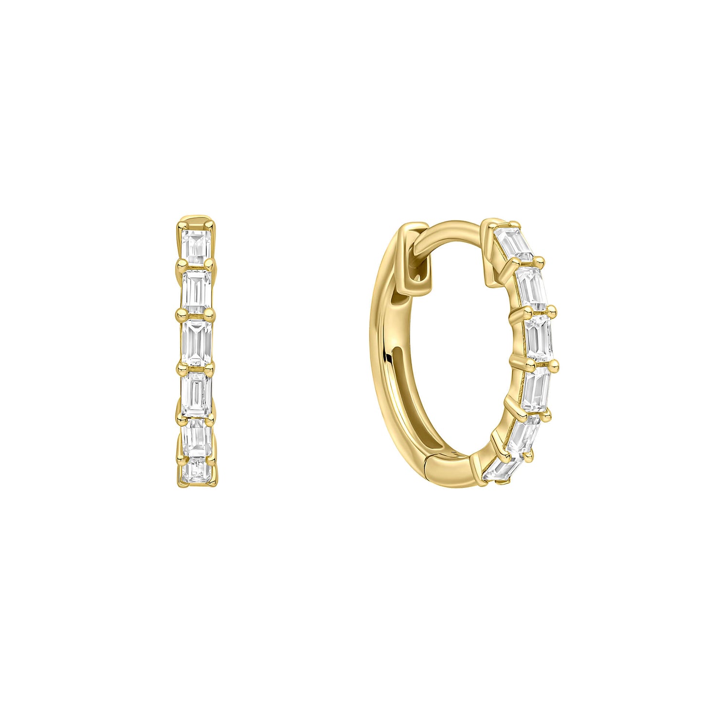 DF Micro Baguette Gold Plated Hoop Earrings