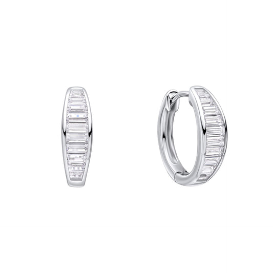 DF Channel Set Baguette Hoop Earrings