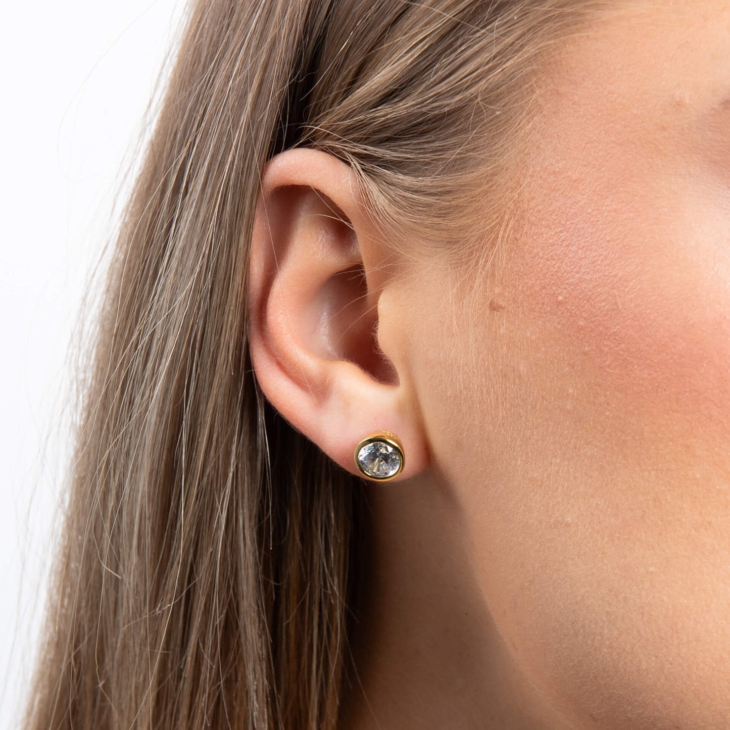 DF Gold Plate 0.75ct Each Stud Earrings