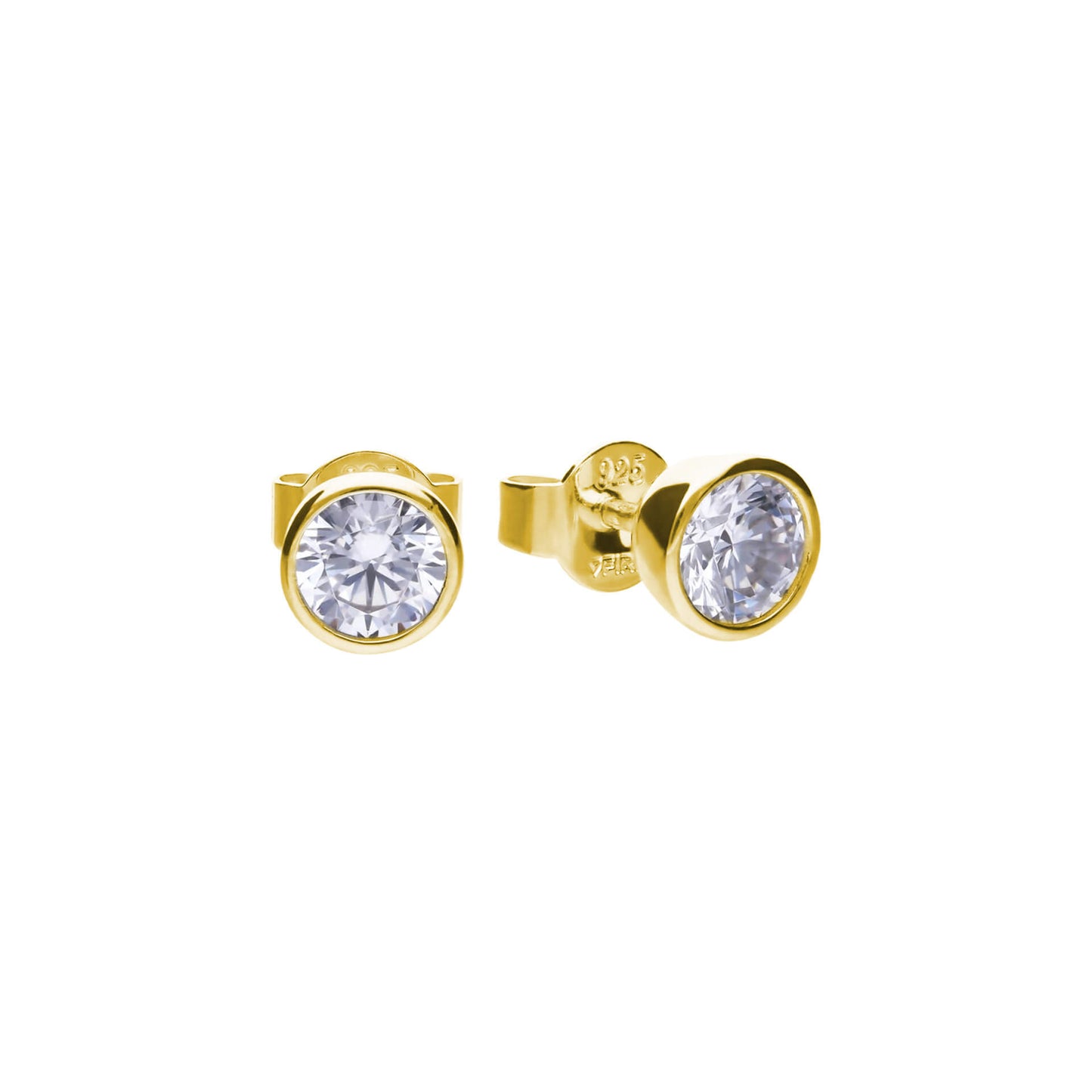 DF Gold Plate Round CZ 0.50ct Each Earrings