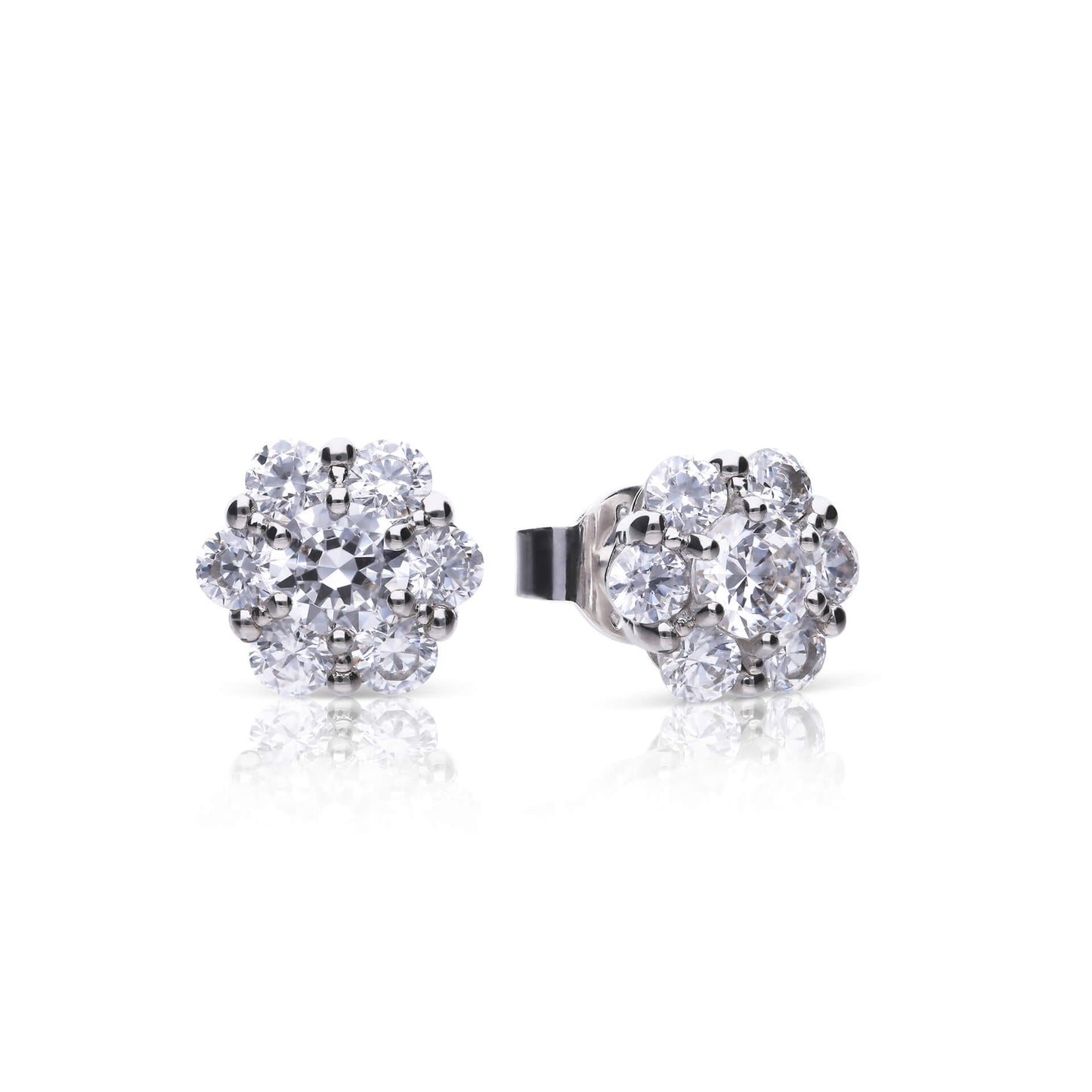 DF Flower Shape CZ Cluster Stud Earrings
