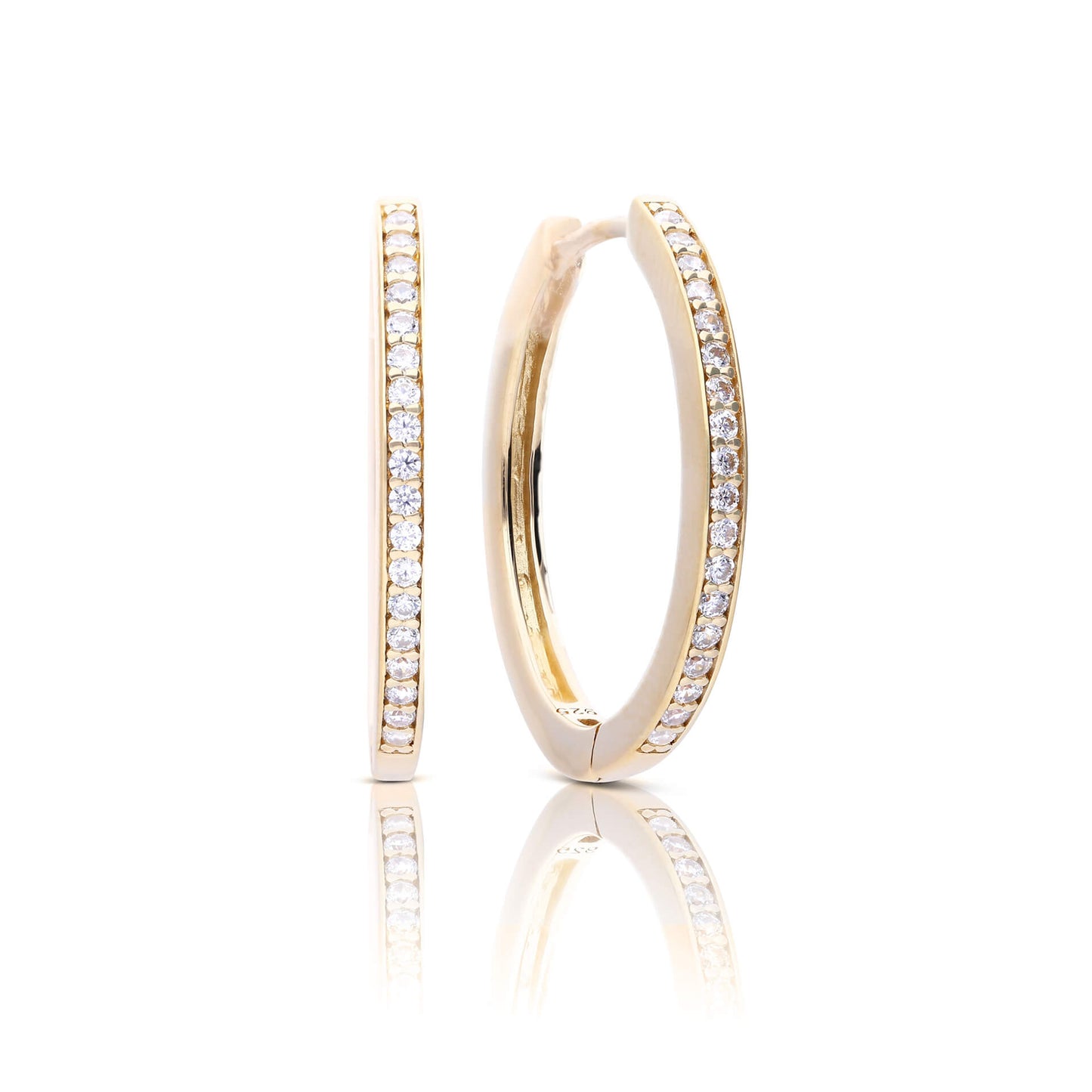 DF Gold Plate CZ Slim Hoop Earrings