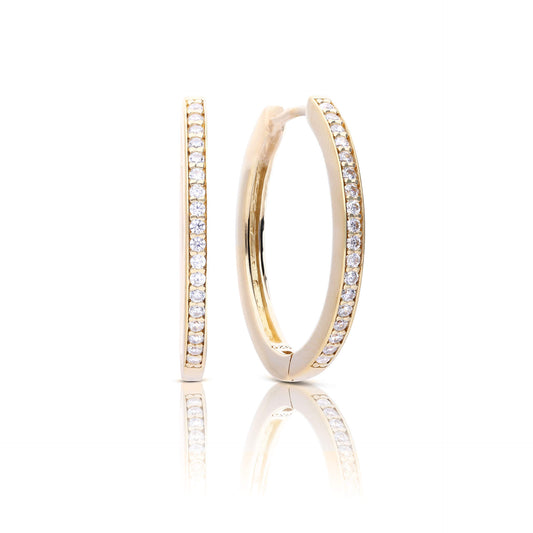 DF Gold Plate CZ Slim Hoop Earrings