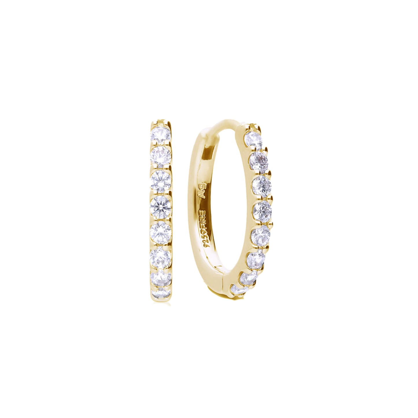 DF Gold Plate CZ Mid-Size Huggie Earrings