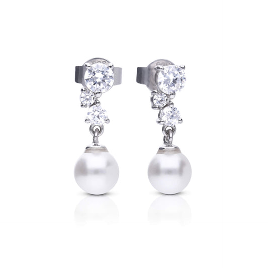 DF CZ and Shell Pearl Bubble Drop Earrings