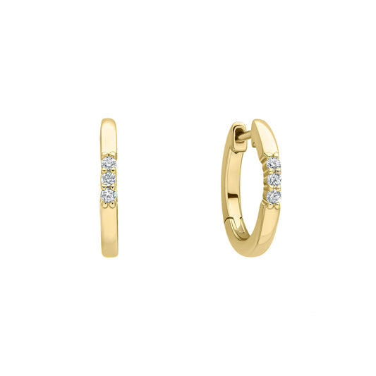 DF Gold Plate Trio CZ Huggie Earrings