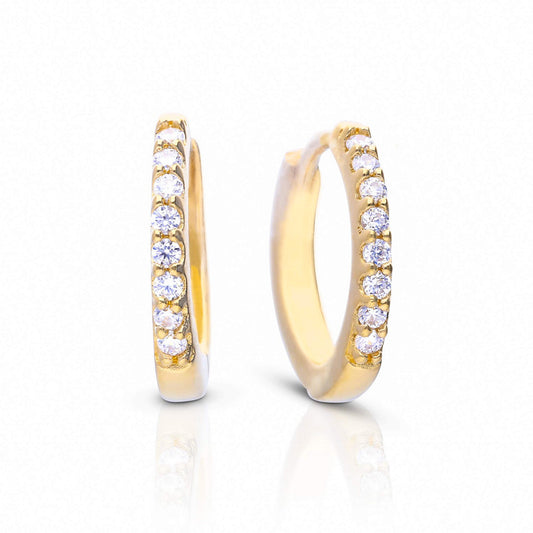 DF Gold Plate CZ Huggie Earrings