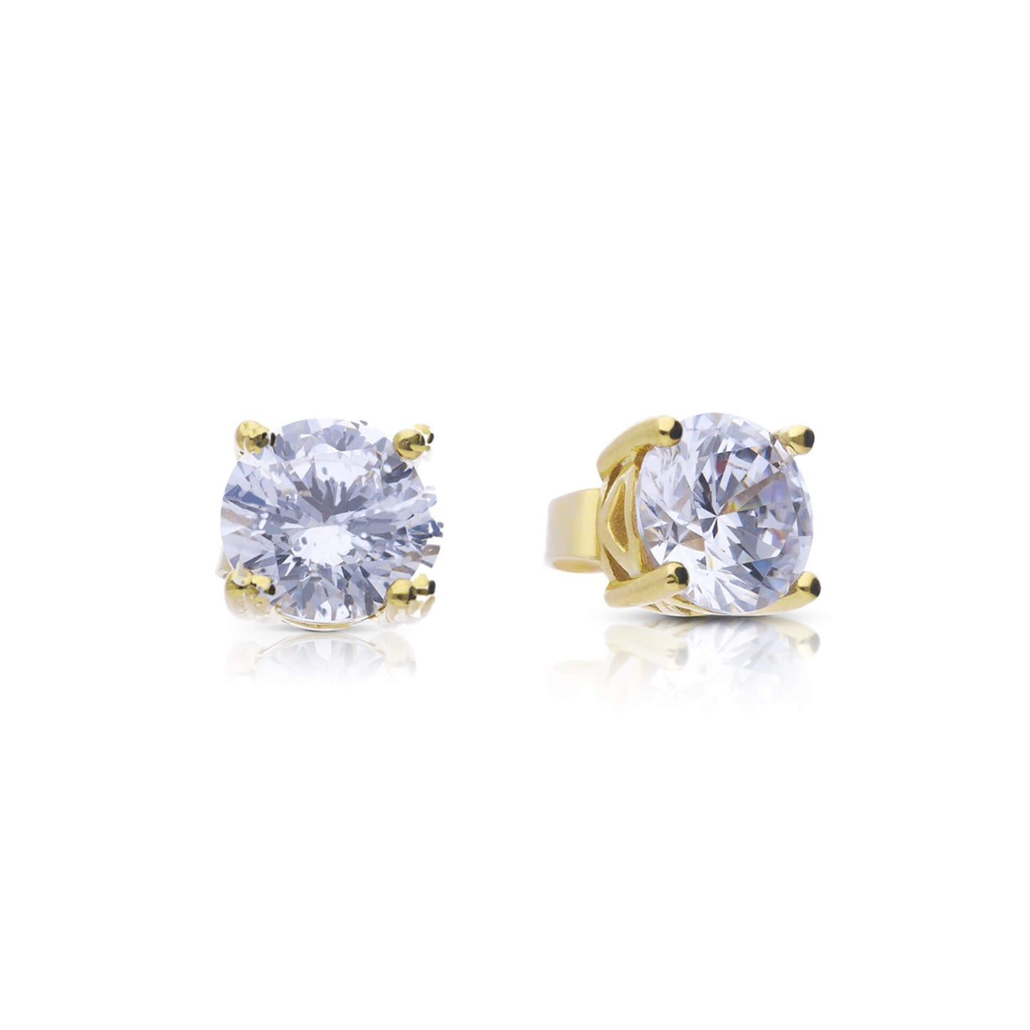 DF 4 Claw Gold Plate 1.5ct CZ Solitaire Earrings