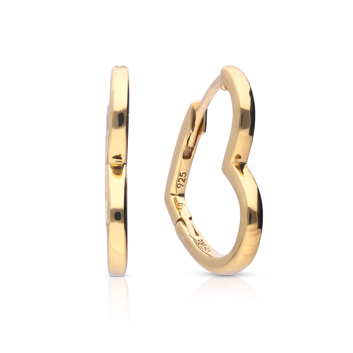 DF Gold Plate Heart Shape Huggie Earrings