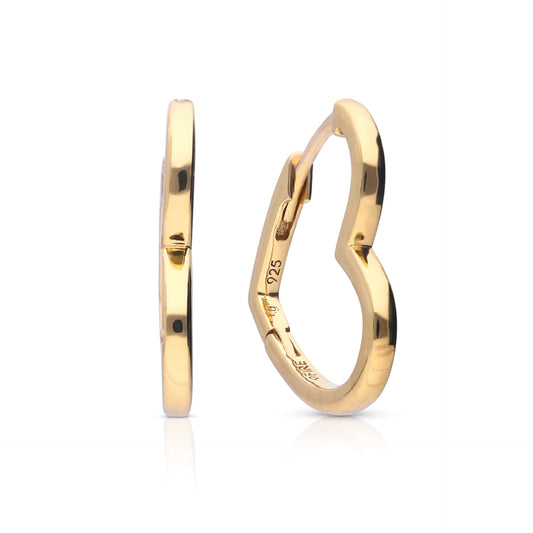 DF Gold Plate Heart Shape Huggie Earrings