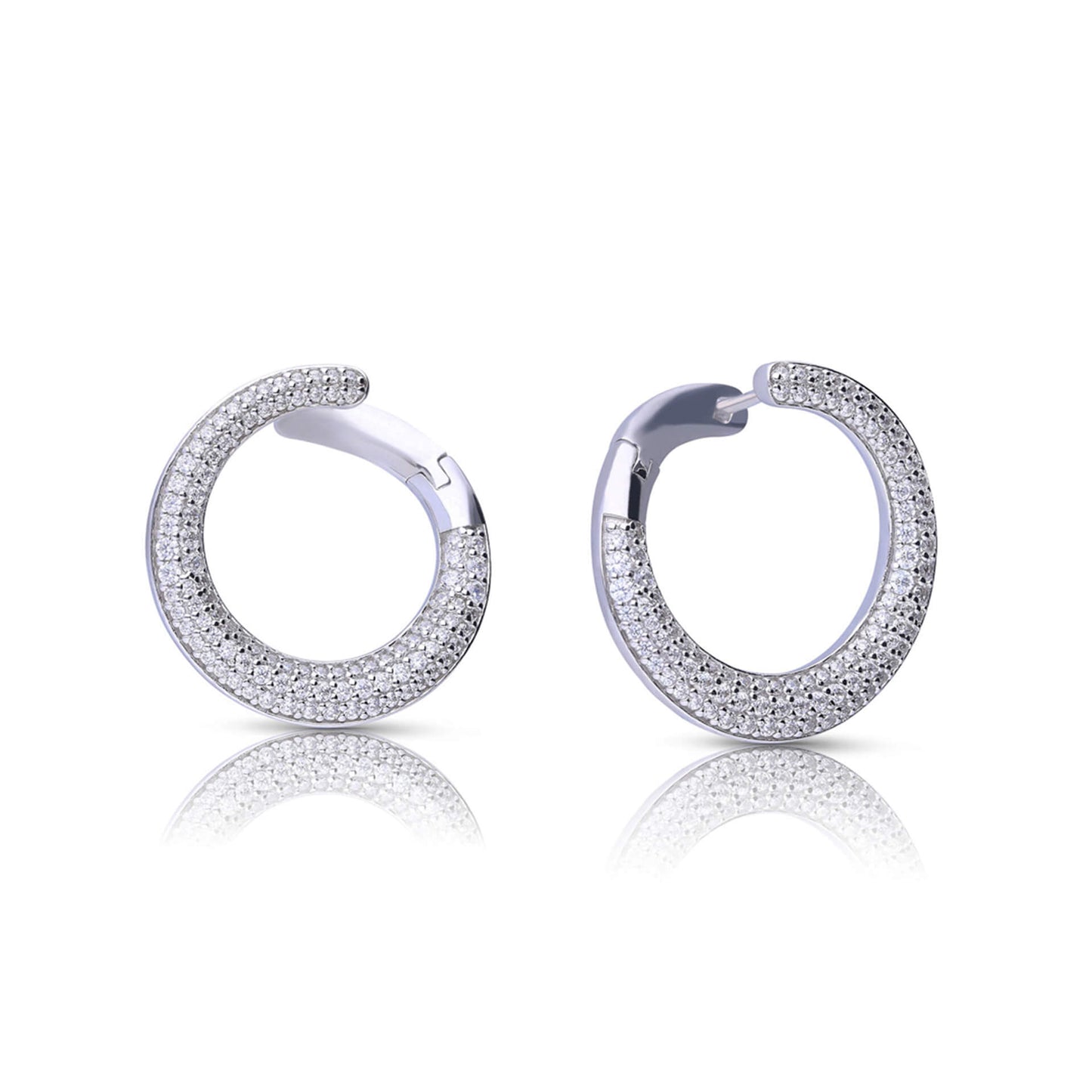 DF CZ Pave Swirl Effect Huggie Earrings