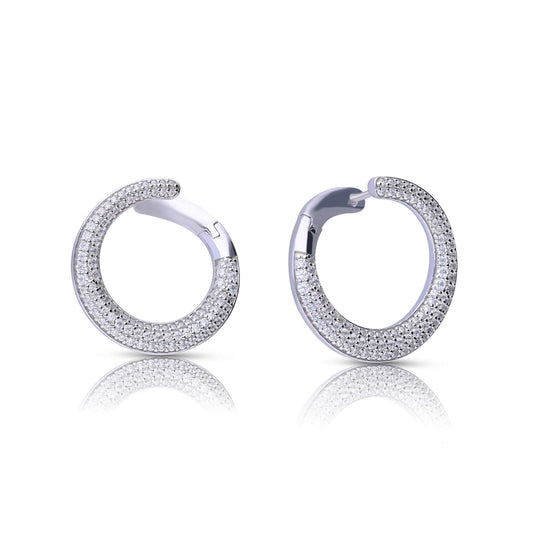 DF CZ Pave Swirl Effect Huggie Earrings