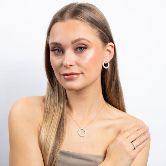 N4498 DF ZIRC Pave Open Circle Necklace