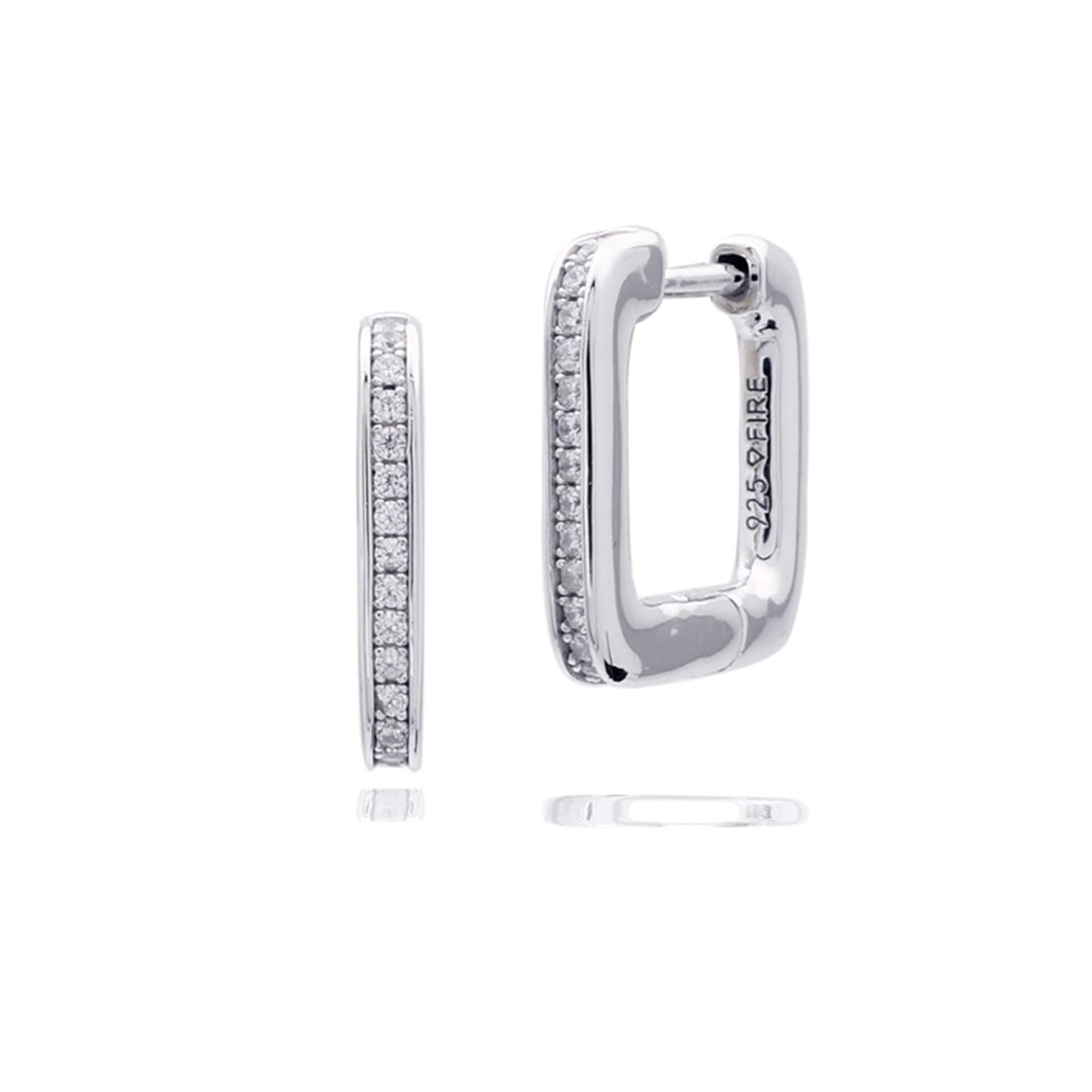 DF Square CZ Huggie Earrings