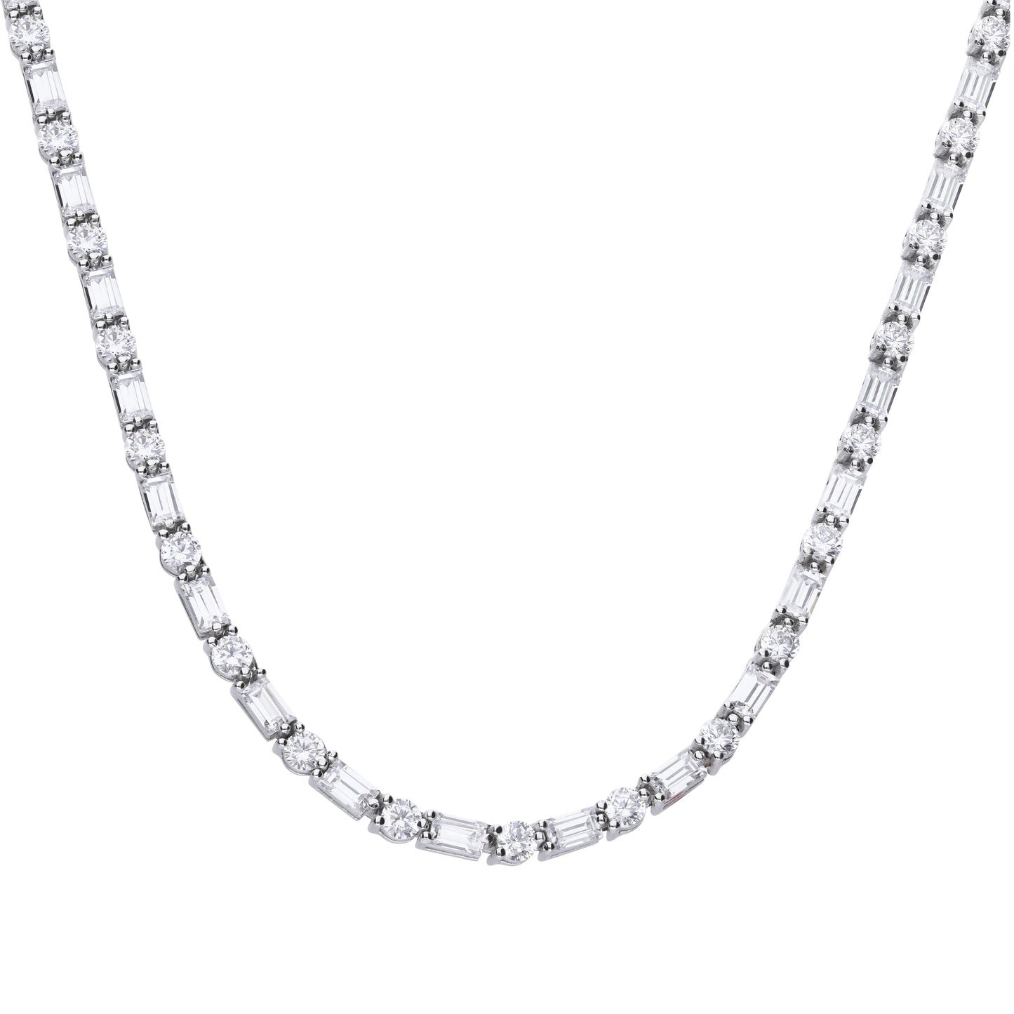 N4398 DF ZIRCONIA Baguette Round Necklace