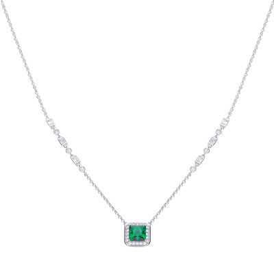 N4402 DF ZIRC GRN Square Pave Necklace