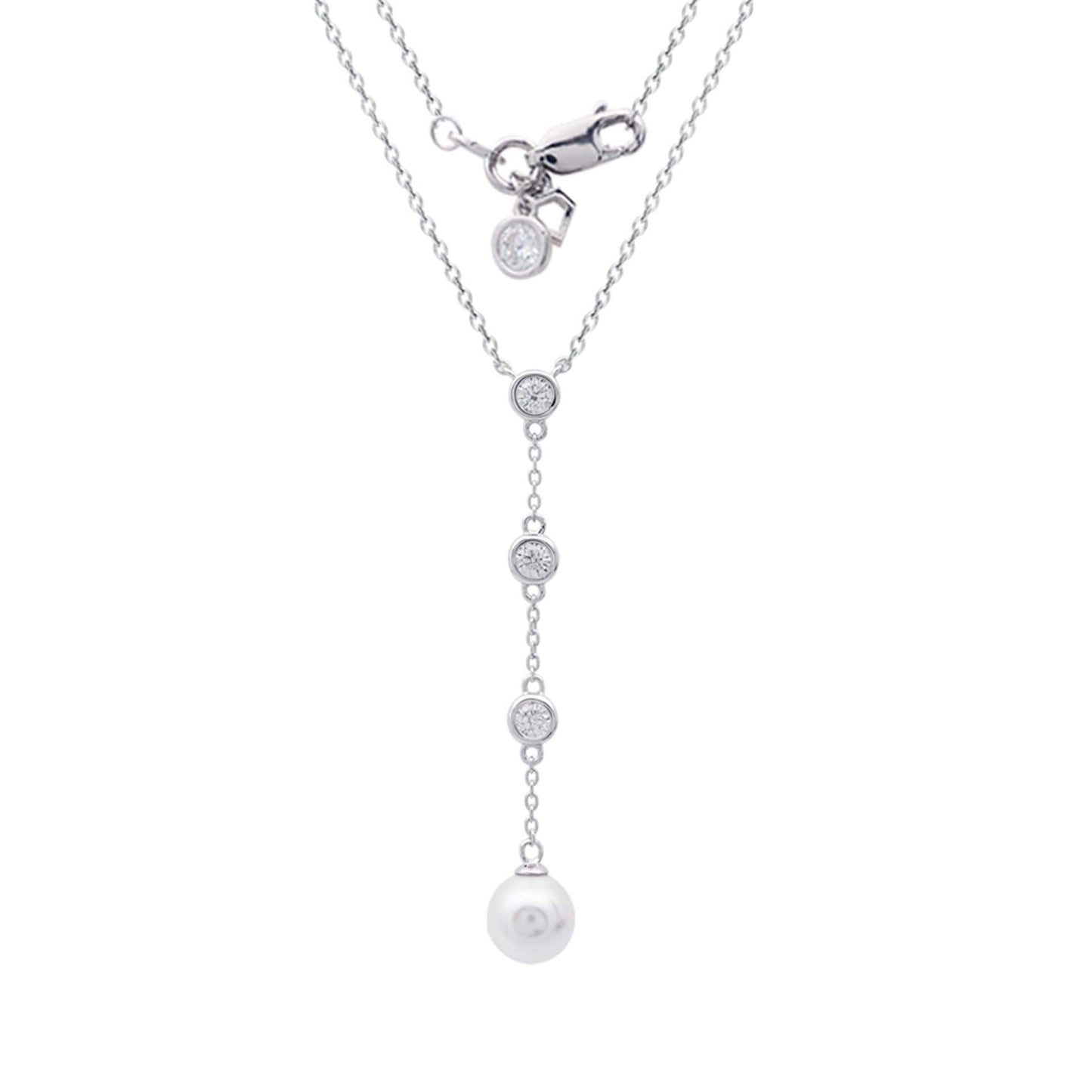 DF Drop CZ Pearl Necklace